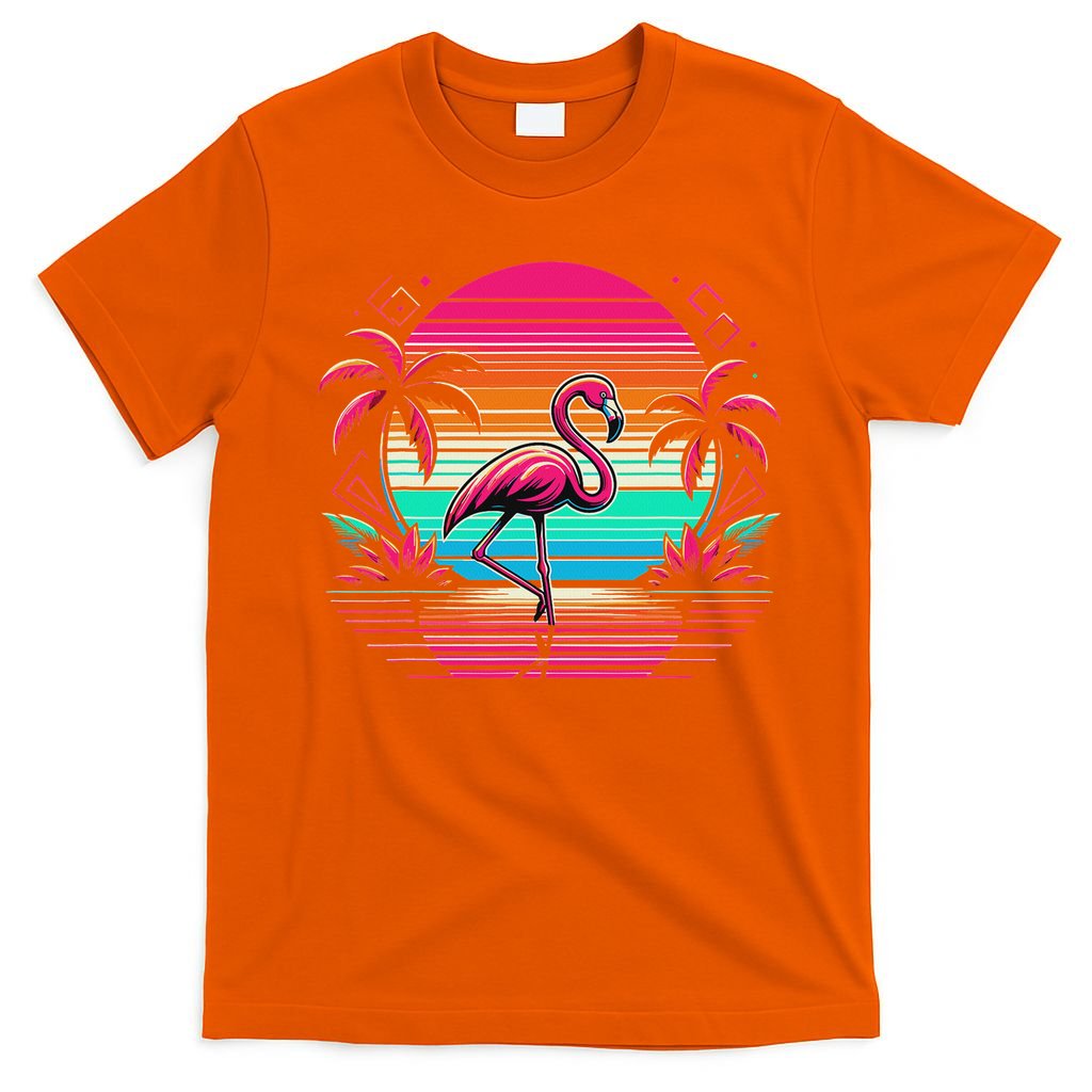 Flamingo Beach Summer Vibes Palm Tree Tropical Summer T-Shirt