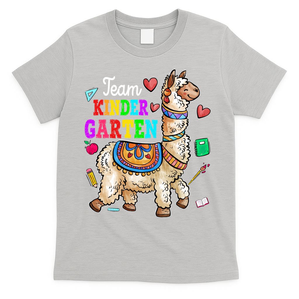 Funny Back To School Llama Team Kindergarten First Day Cute Gift T-Shirt