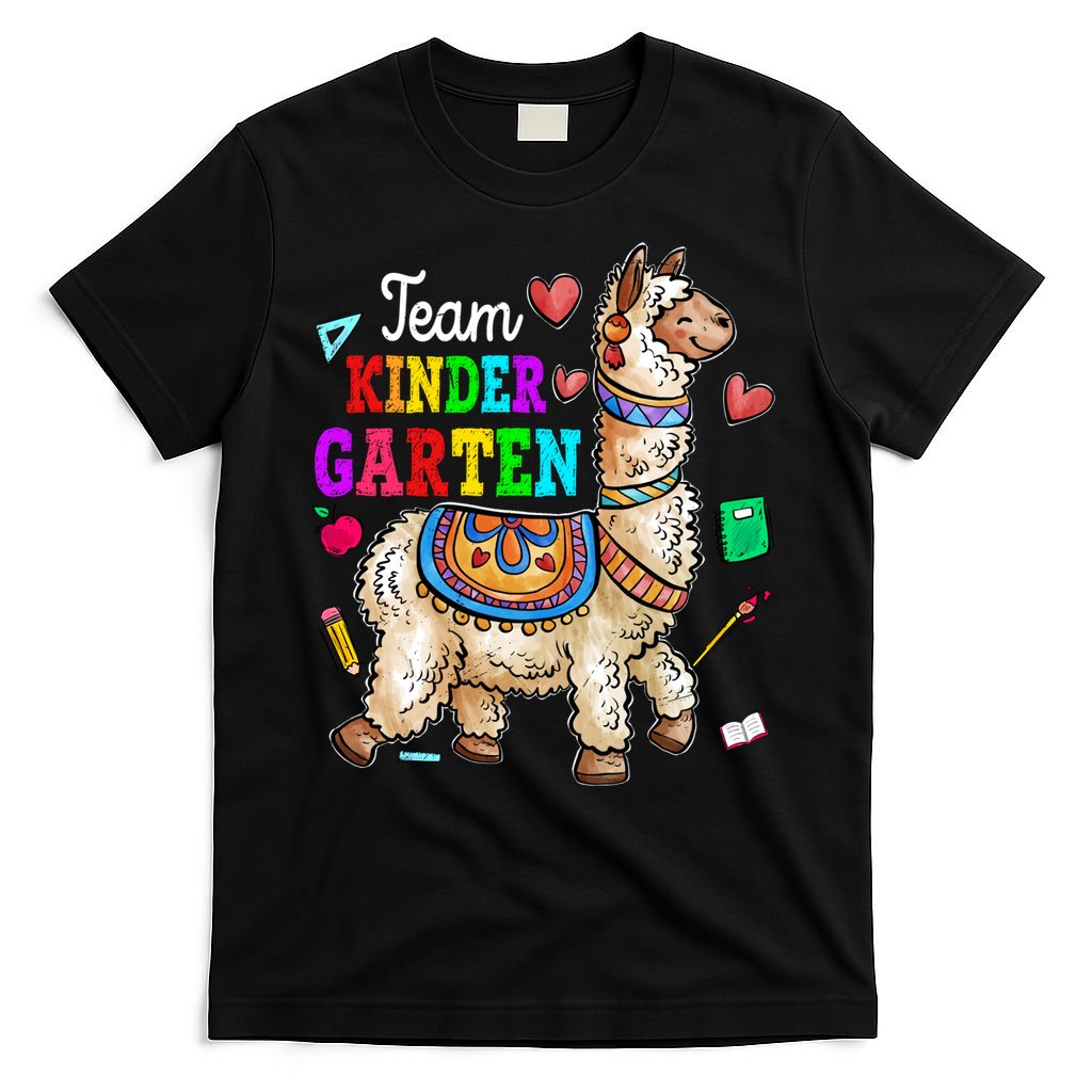 Funny Back To School Llama Team Kindergarten First Day Cute Gift T-Shirt