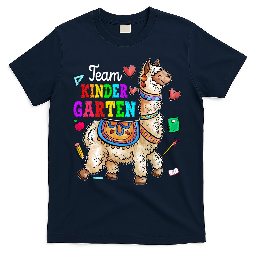 Funny Back To School Llama Team Kindergarten First Day Cute Gift T-Shirt