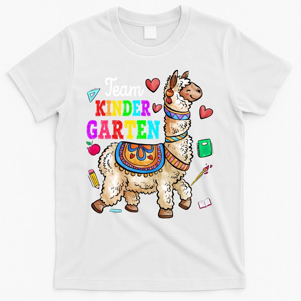 Funny Back To School Llama Team Kindergarten First Day Cute Gift T-Shirt