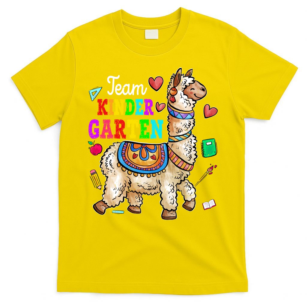 Funny Back To School Llama Team Kindergarten First Day Cute Gift T-Shirt