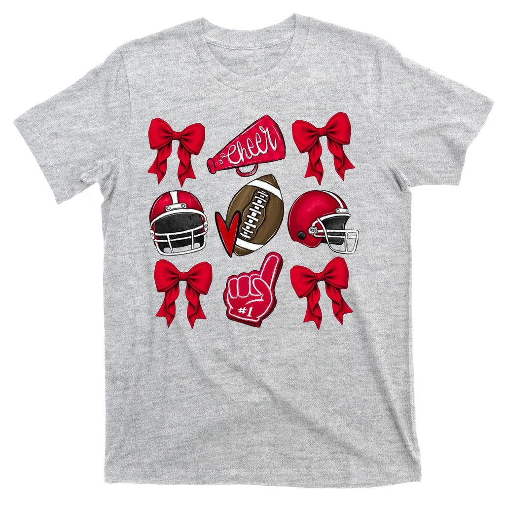 Football Coquette Bow Football Cheer Lover T-Shirt