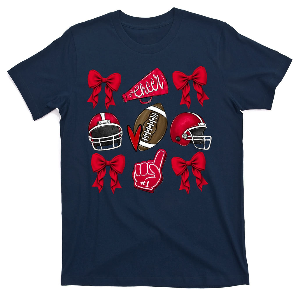 Football Coquette Bow Football Cheer Lover T-Shirt