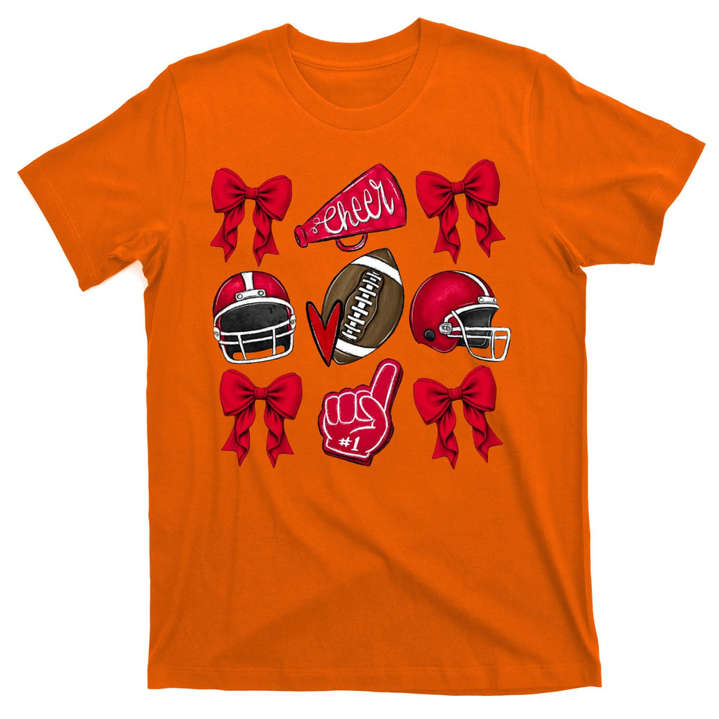 Football Coquette Bow Football Cheer Lover T-Shirt
