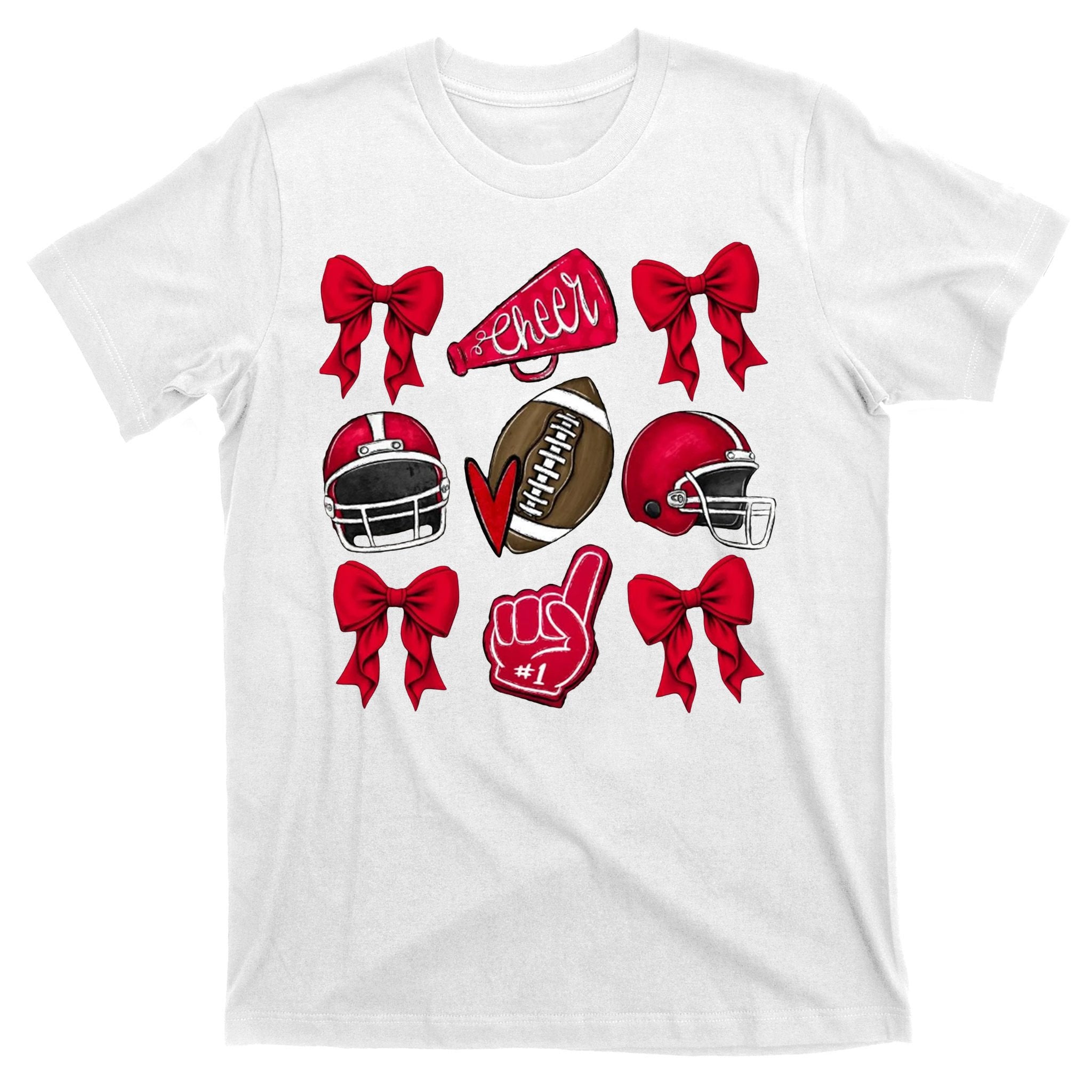 Football Coquette Bow Football Cheer Lover T-Shirt