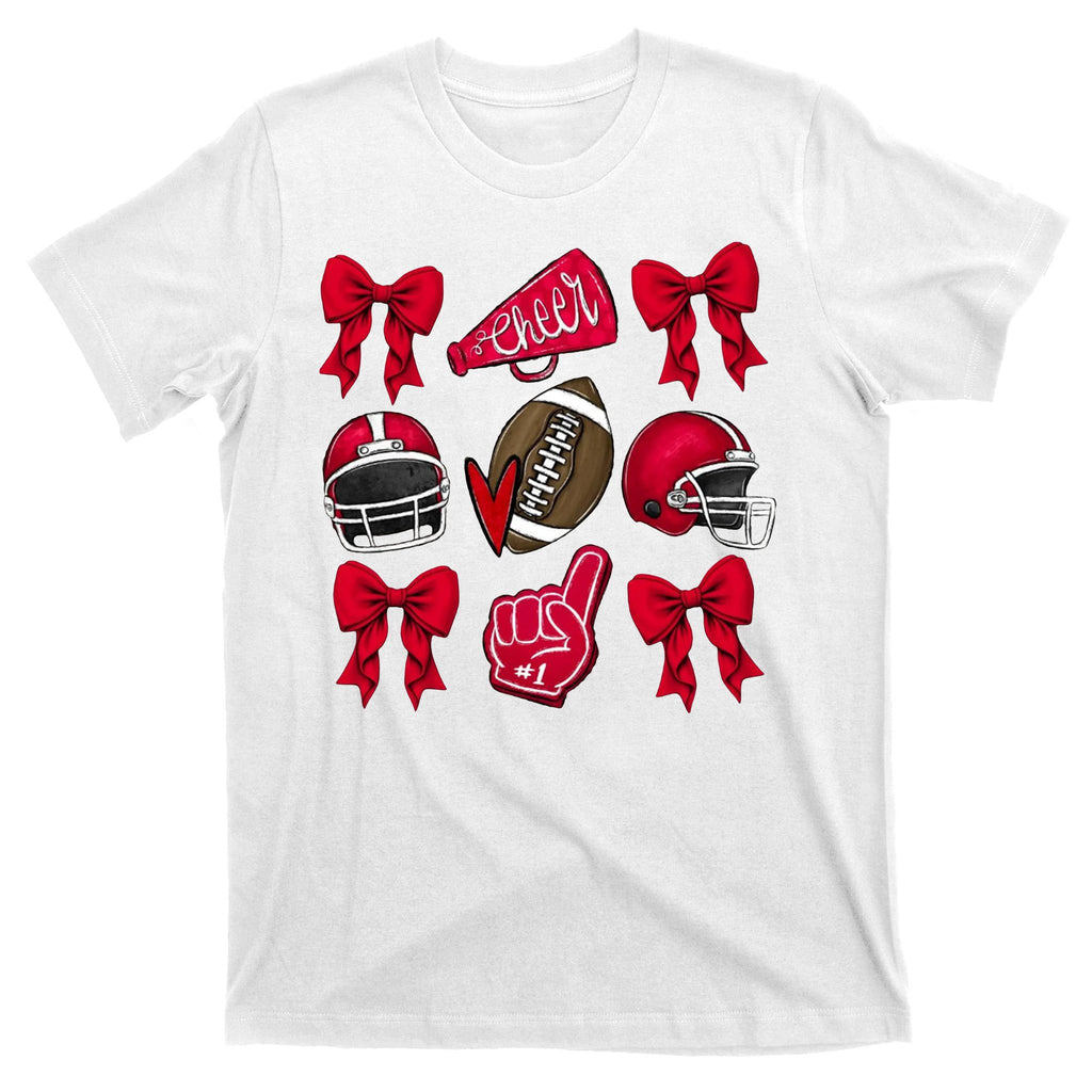 Football Coquette Bow Football Cheer Lover T-Shirt