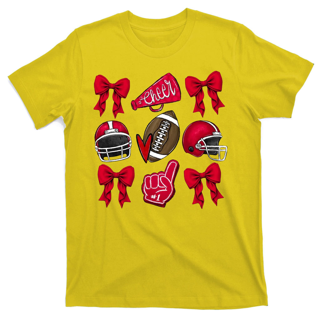 Football Coquette Bow Football Cheer Lover T-Shirt