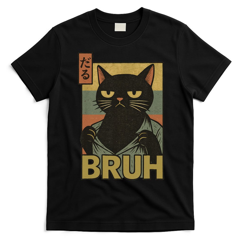 Funny Cat Bruh Meme Japanese Anime  T-Shirt