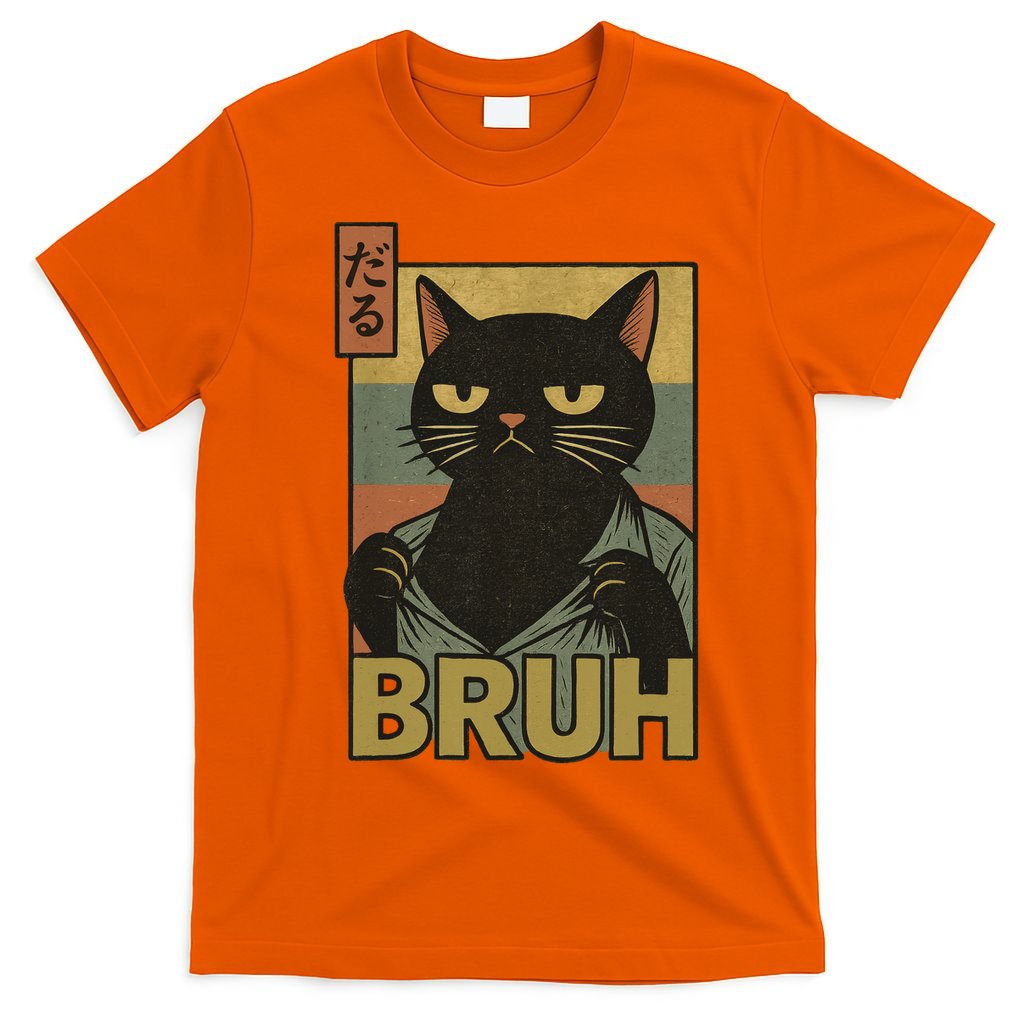 Funny Cat Bruh Meme Japanese Anime  T-Shirt
