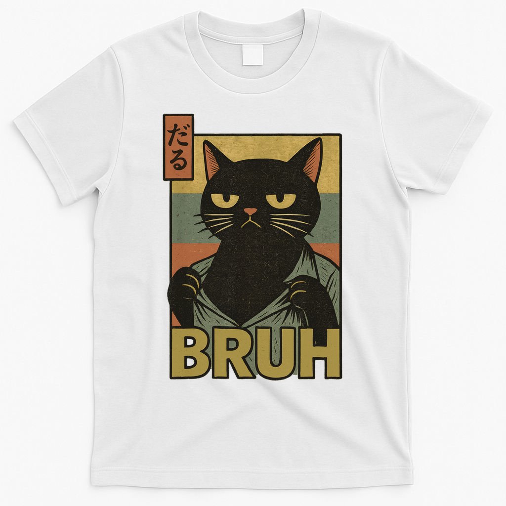 Funny Cat Bruh Meme Japanese Anime  T-Shirt