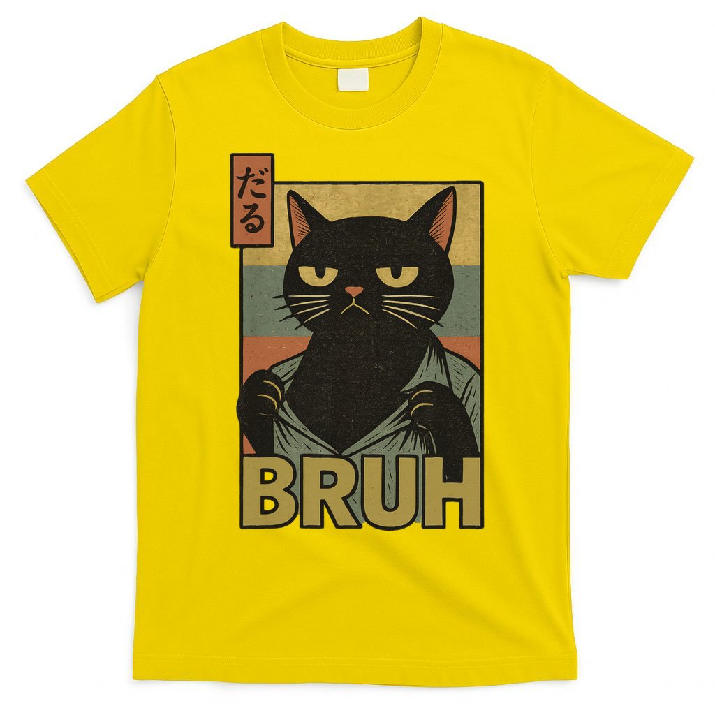 Funny Cat Bruh Meme Japanese Anime  T-Shirt