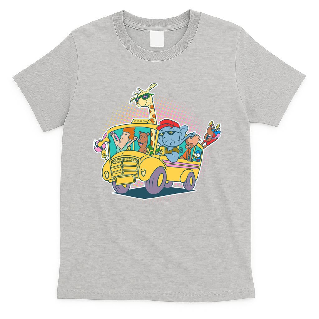 Funny Cool Back to School Animals School Bus T-Shirt