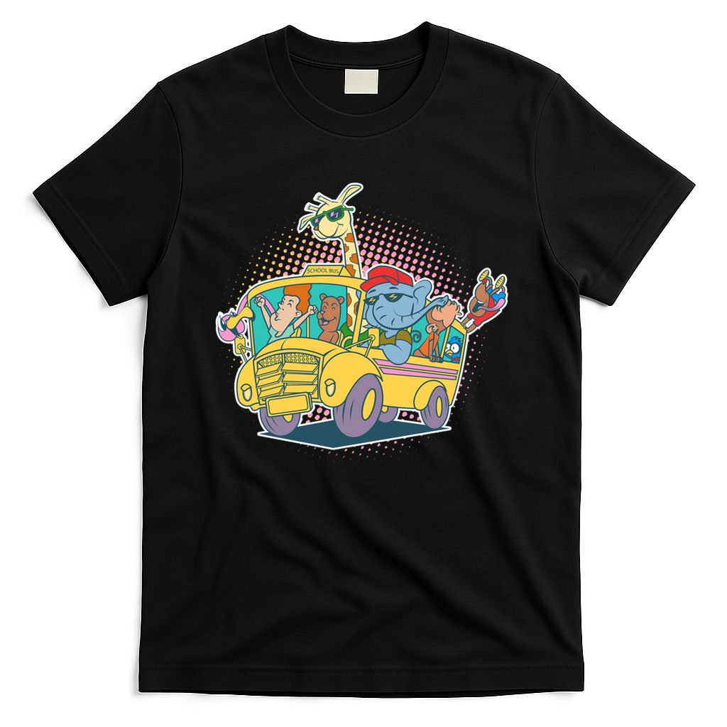 Funny Cool Back to School Animals School Bus T-Shirt