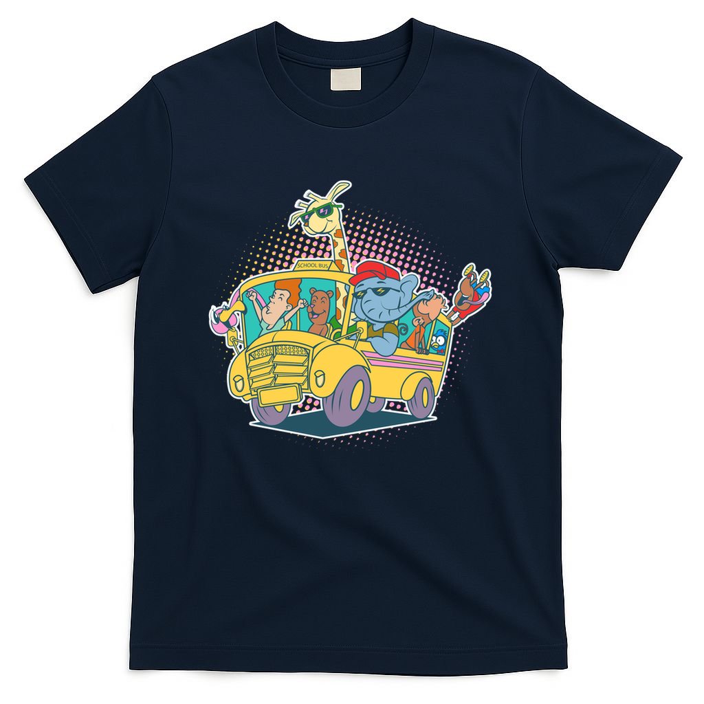 Funny Cool Back to School Animals School Bus T-Shirt
