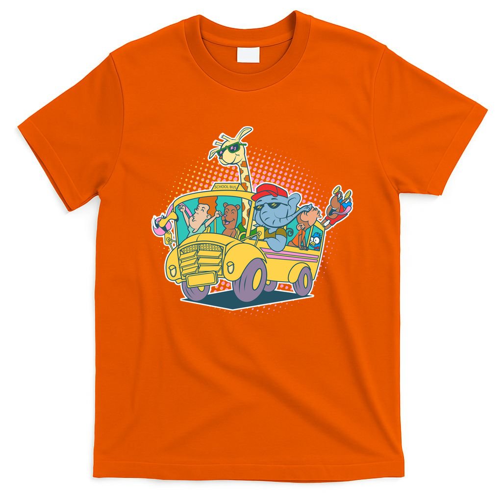 Funny Cool Back to School Animals School Bus T-Shirt