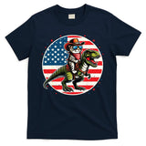 Funny Cowboy Cat Riding Dinosaur Usa Flag Trex 4th Of July T-Shirt
