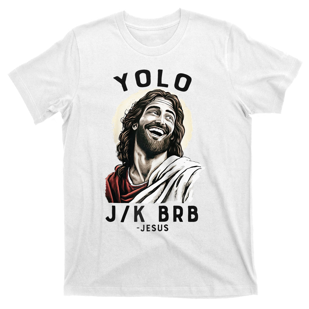 Funny Christian Easter Jesus YOLO JK BRB Raglan T-Shirt