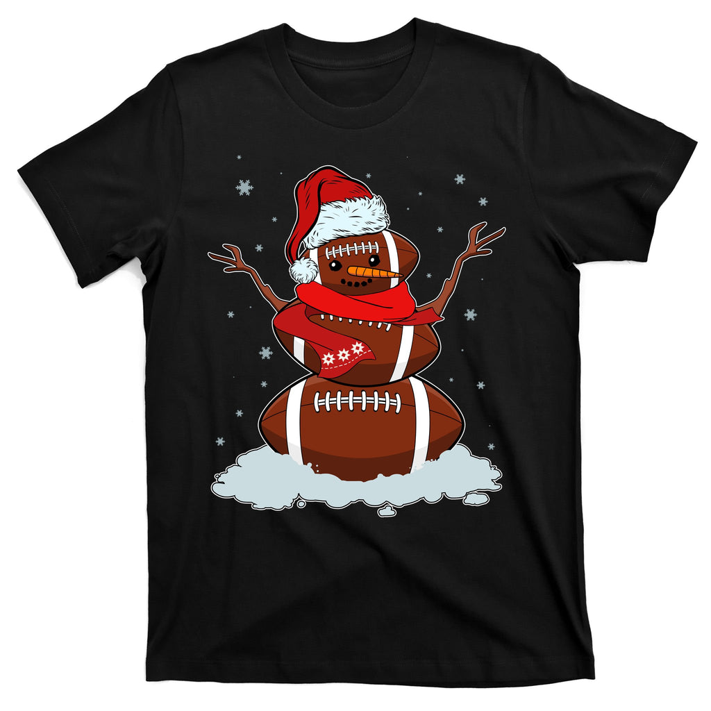 Funny Christmas Football Snowman T-Shirt