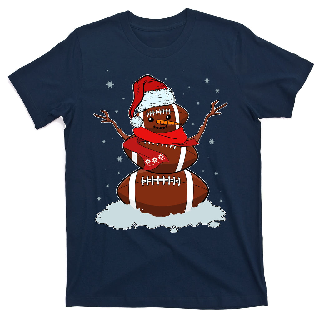 Funny Christmas Football Snowman T-Shirt