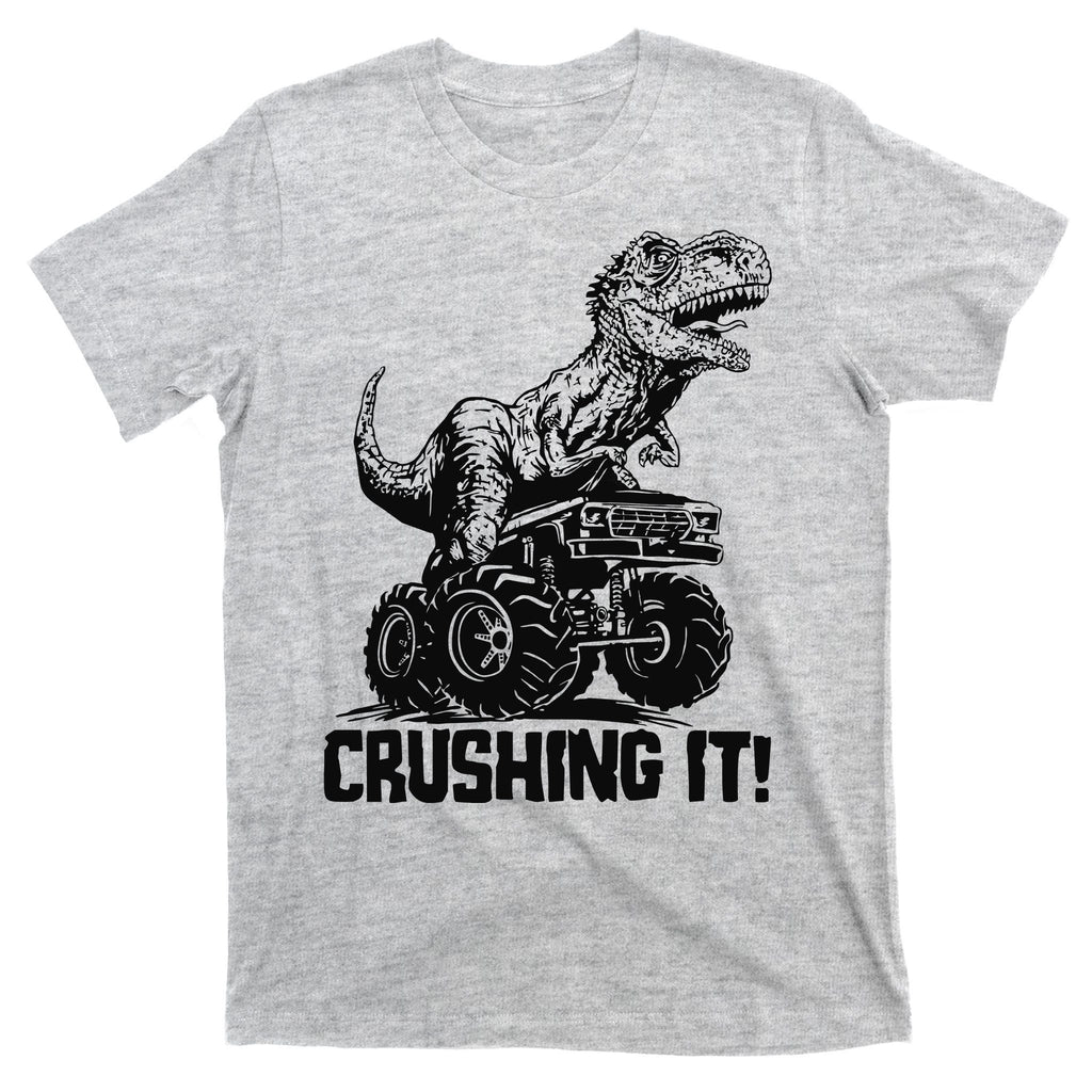 Funny Crushing It T Rex Dinosaur In Monster Truck T-Shirt