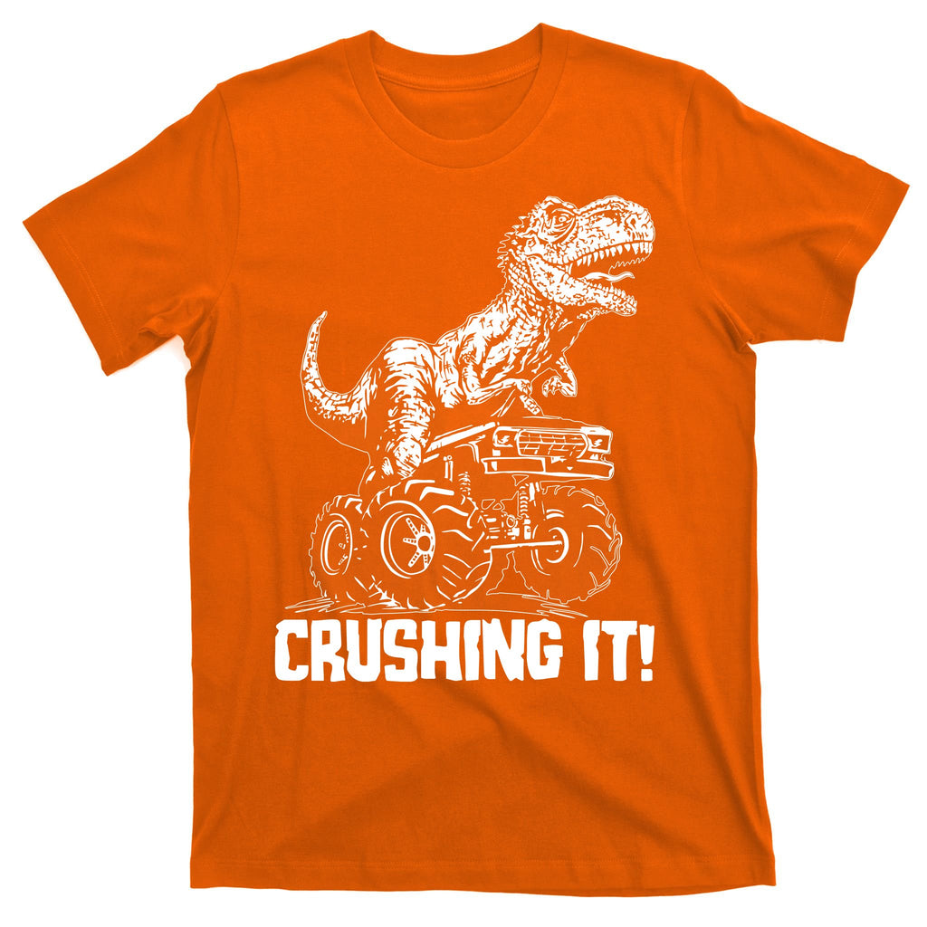 Funny Crushing It T Rex Dinosaur In Monster Truck T-Shirt