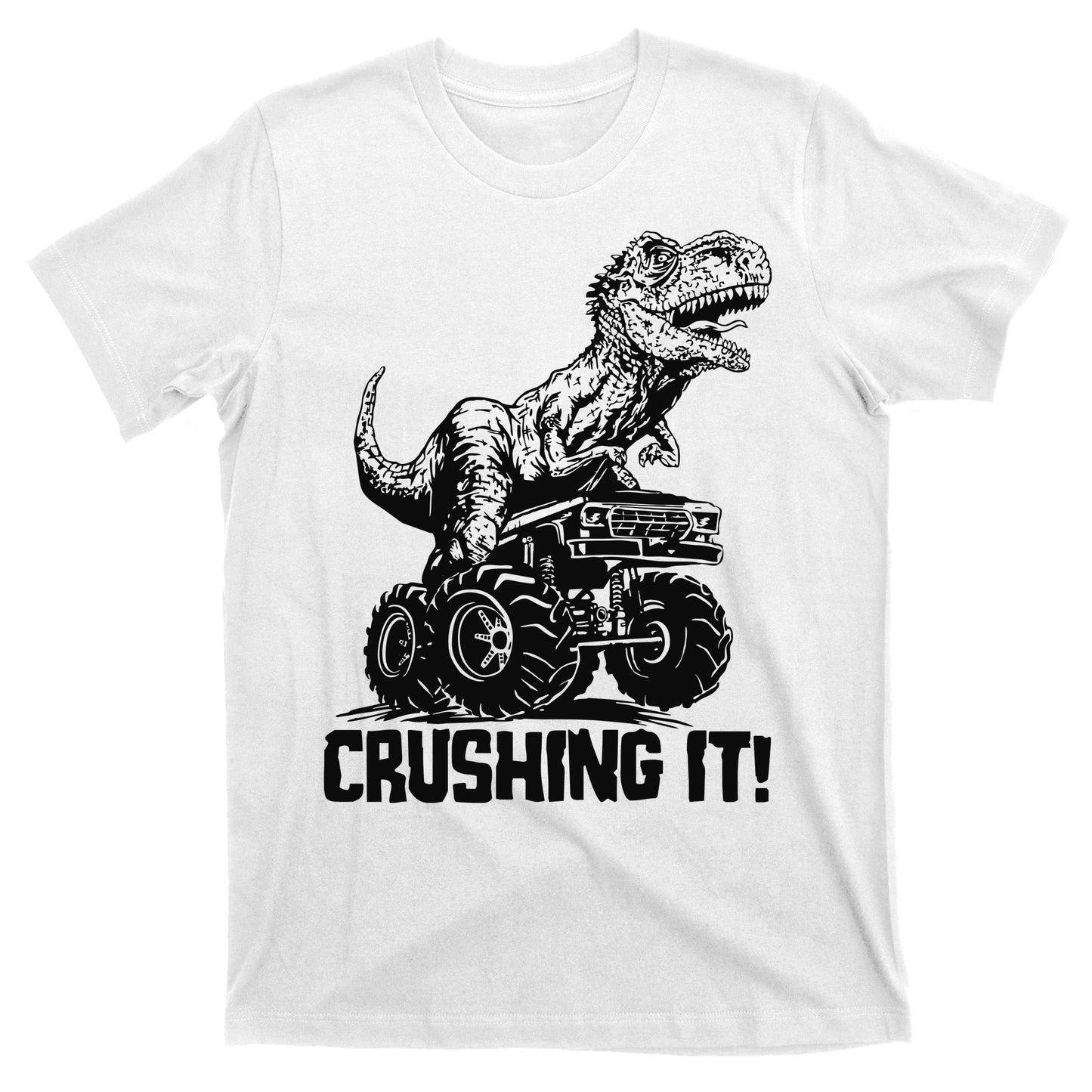 Funny Crushing It T Rex Dinosaur In Monster Truck T-Shirt