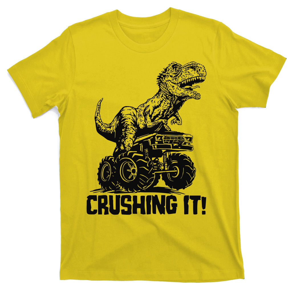 Funny Crushing It T Rex Dinosaur In Monster Truck T-Shirt