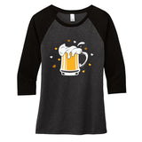 Full Cup Of Beer And Foam Drinking Love Valentine Gift For Valentine Day Women's Tri-Blend 3/4-Sleeve Raglan Shirt