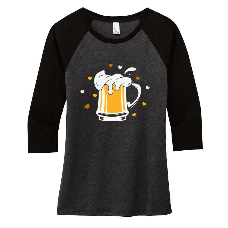 Full Cup Of Beer And Foam Drinking Love Valentine Gift For Valentine Day Women's Tri-Blend 3/4-Sleeve Raglan Shirt