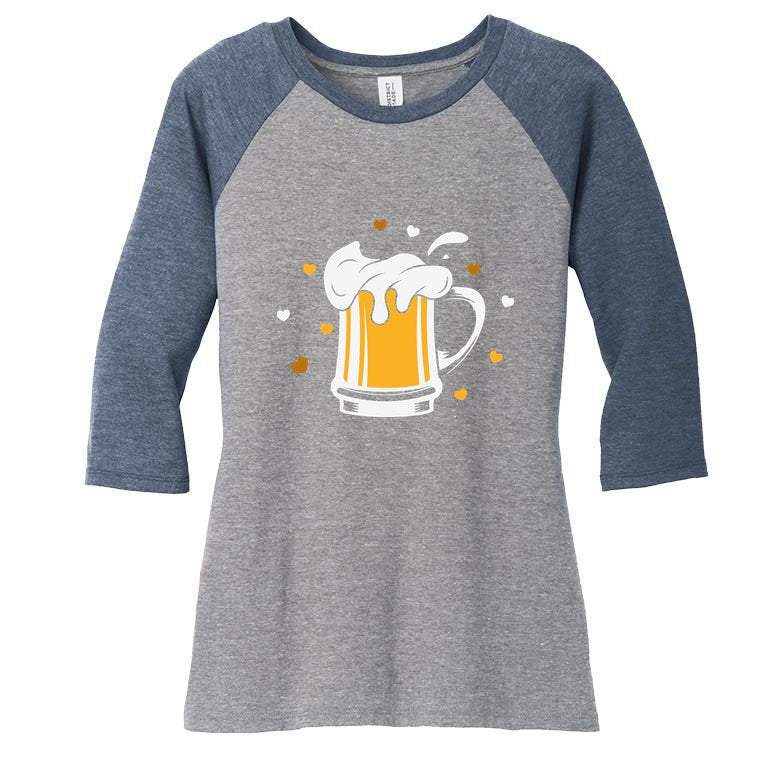 Full Cup Of Beer And Foam Drinking Love Valentine Gift For Valentine Day Women's Tri-Blend 3/4-Sleeve Raglan Shirt
