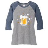 Full Cup Of Beer And Foam Drinking Love Valentine Gift For Valentine Day Women's Tri-Blend 3/4-Sleeve Raglan Shirt