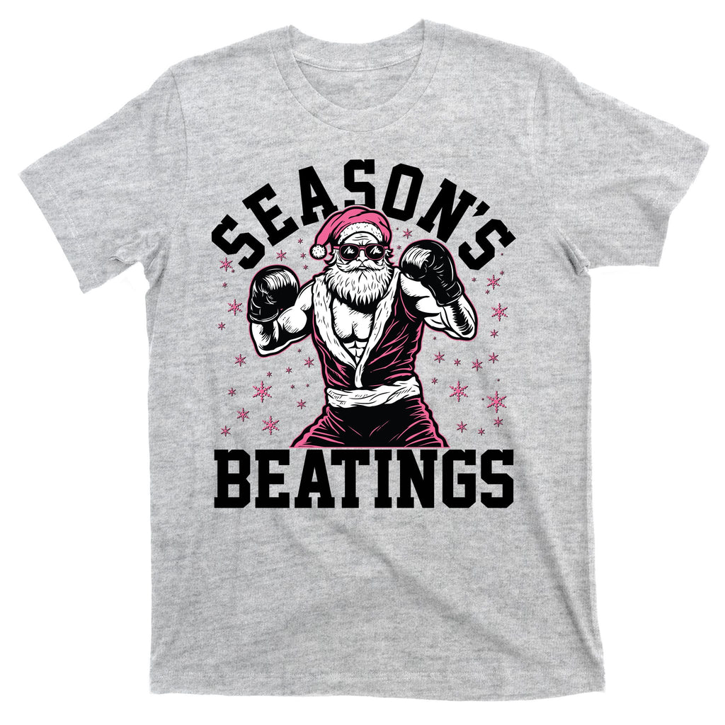 Funny Christmas Seasons Beatings Mma Boxing Santa Claus T-Shirt