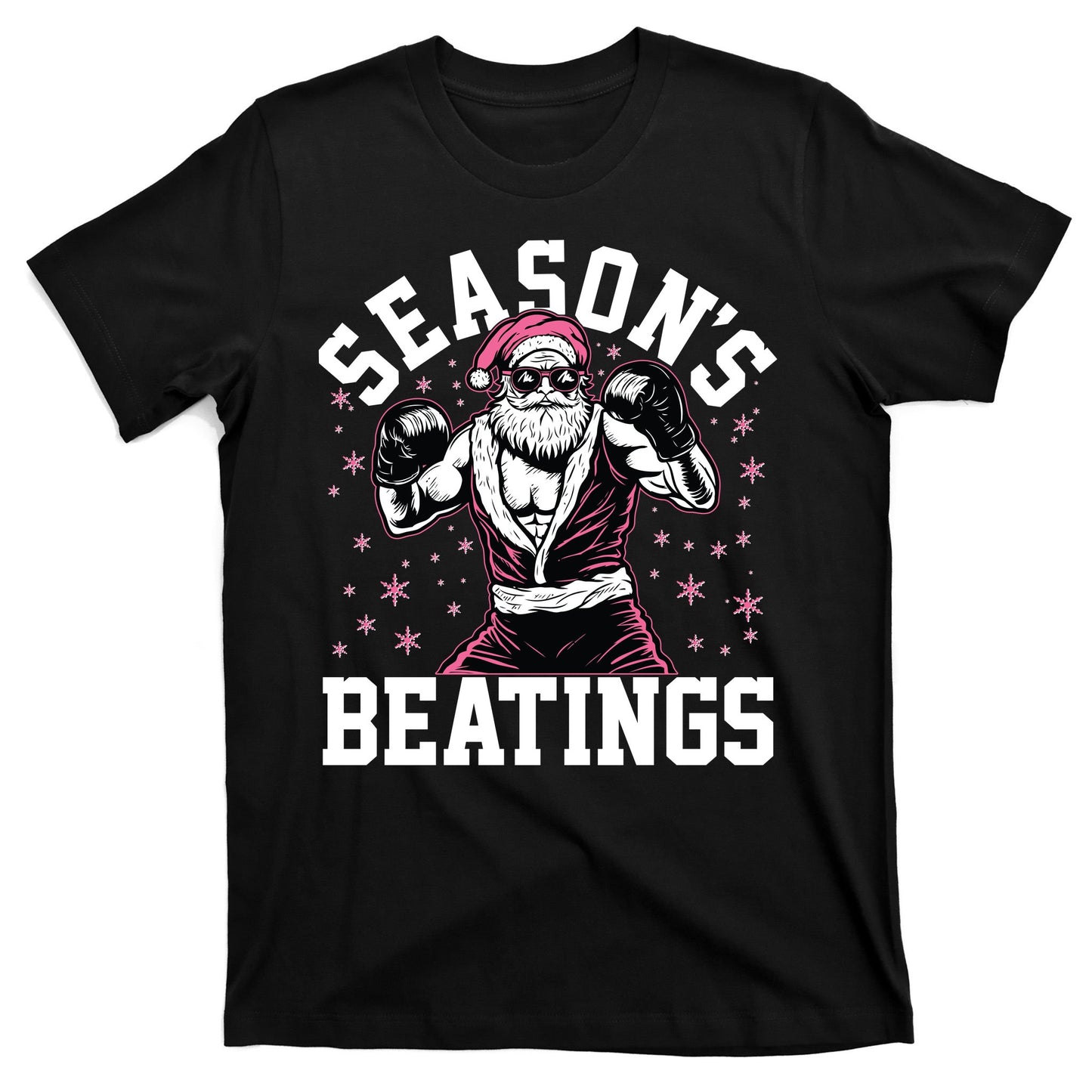 Funny Christmas Seasons Beatings Mma Boxing Santa Claus T-Shirt