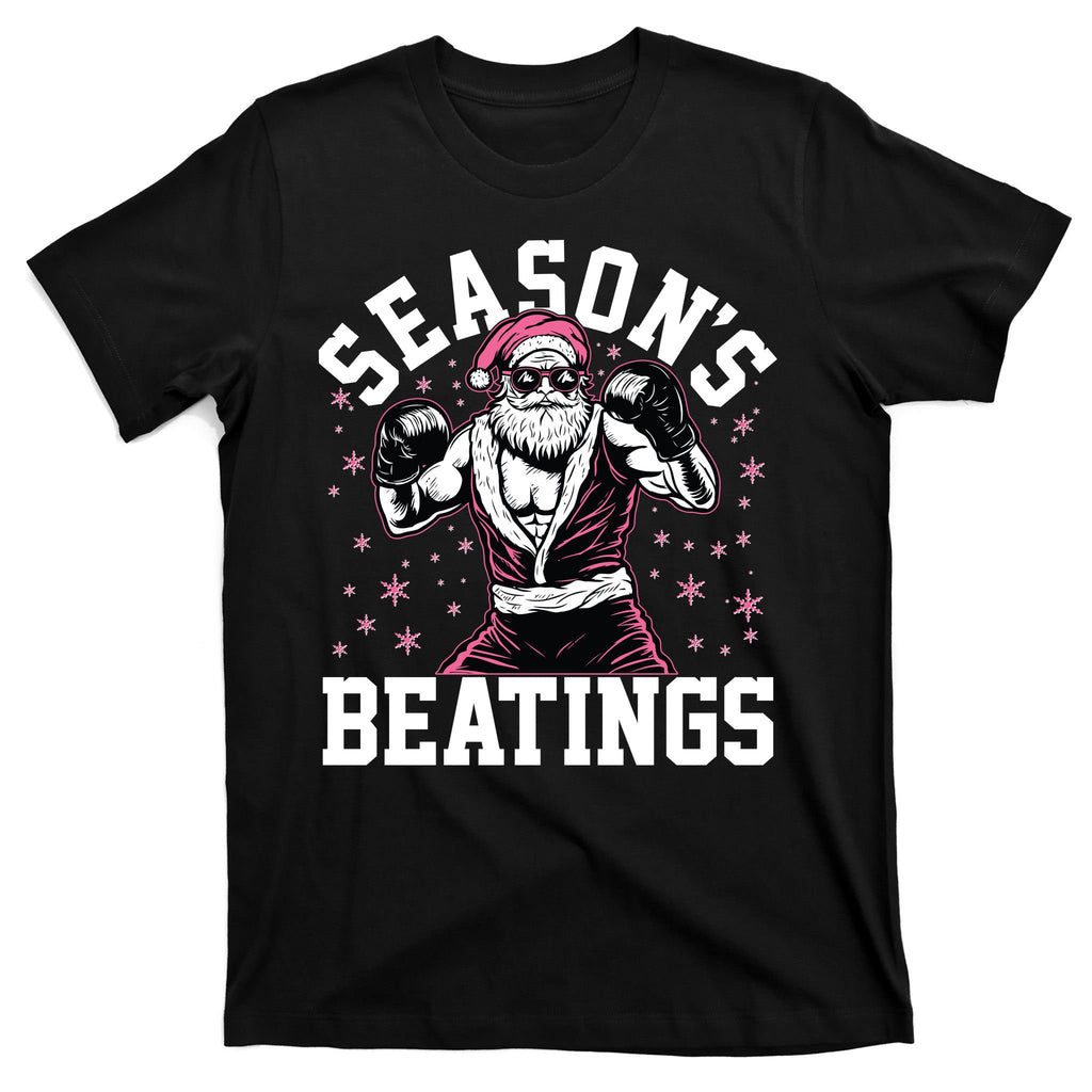 Funny Christmas Seasons Beatings Mma Boxing Santa Claus T-Shirt