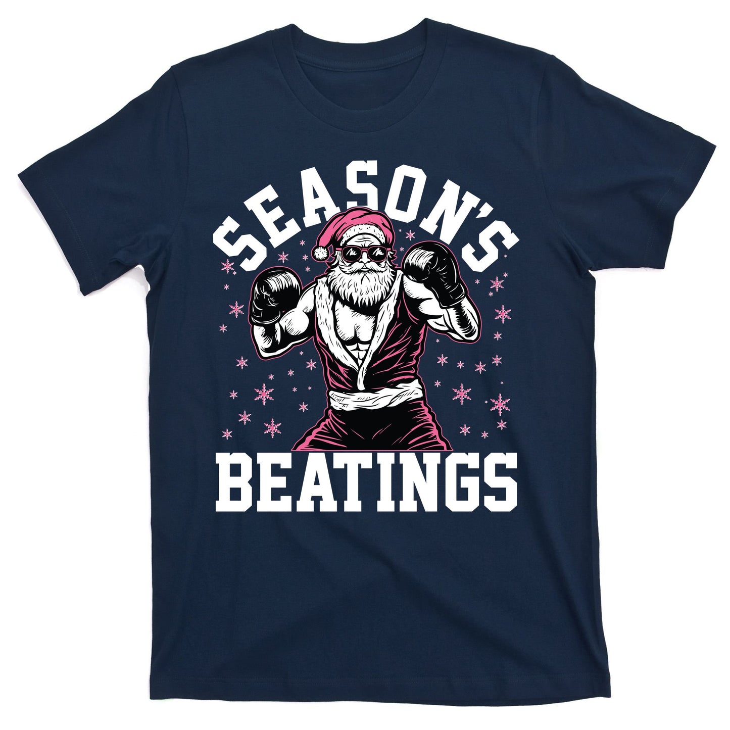 Funny Christmas Seasons Beatings Mma Boxing Santa Claus T-Shirt