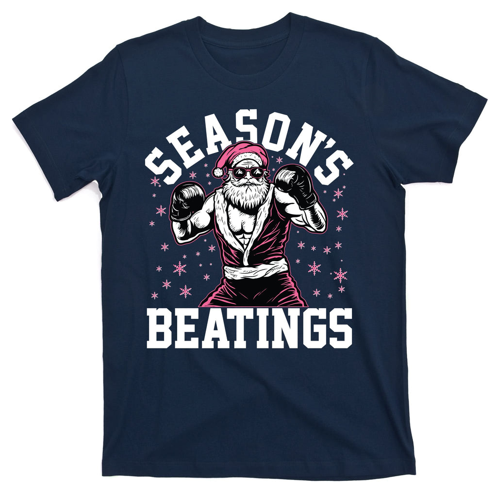 Funny Christmas Seasons Beatings Mma Boxing Santa Claus T-Shirt
