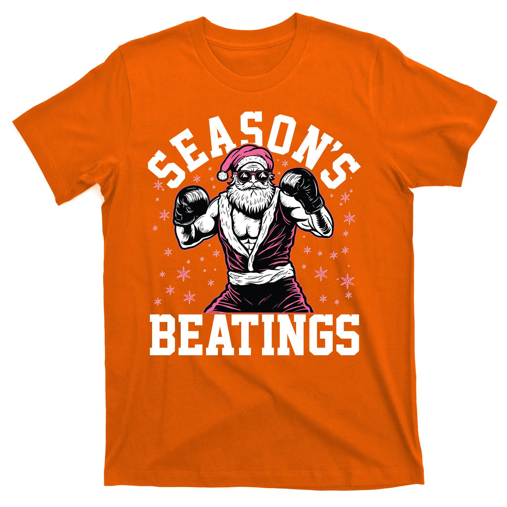 Funny Christmas Seasons Beatings Mma Boxing Santa Claus T-Shirt
