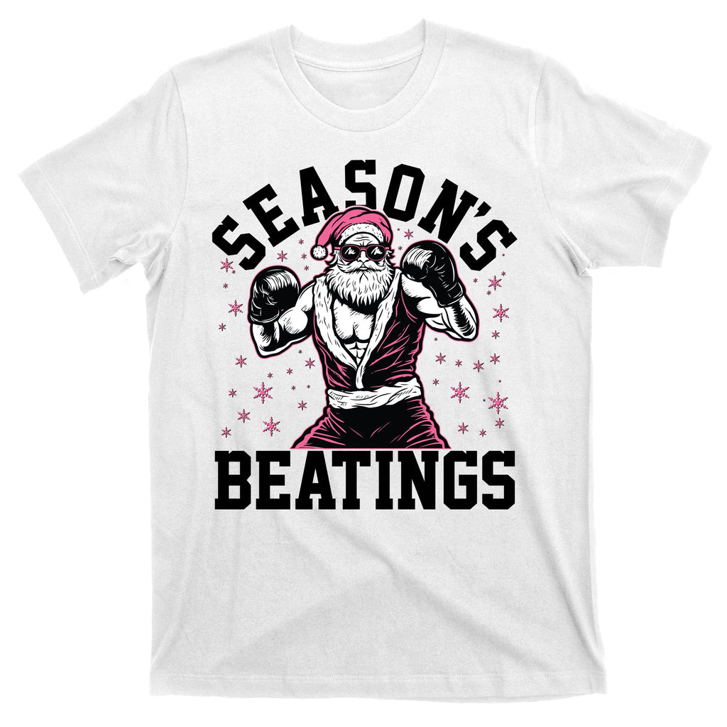 Funny Christmas Seasons Beatings Mma Boxing Santa Claus T-Shirt