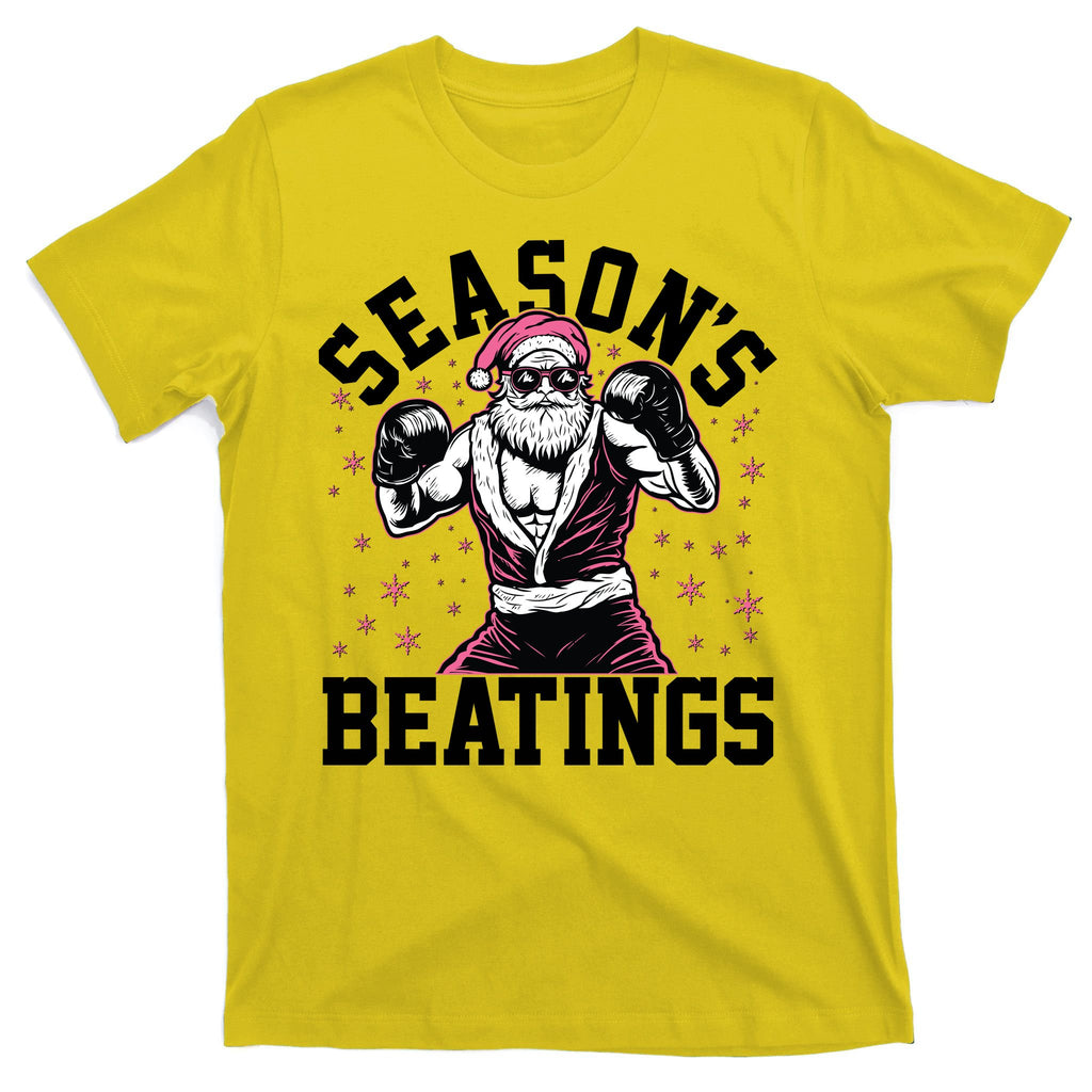 Funny Christmas Seasons Beatings Mma Boxing Santa Claus T-Shirt