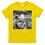 Funny Cat Selfie With Alien UFO Cat T-Shirt