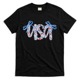 Floral Coquette USA America 4th Of July Independence Day T-Shirt
