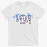 Floral Coquette USA America 4th Of July Independence Day T-Shirt