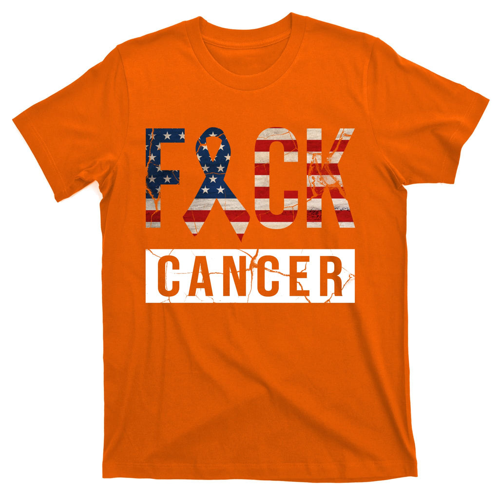 F*ck Cancer USA American Flag Ribbon T-Shirt