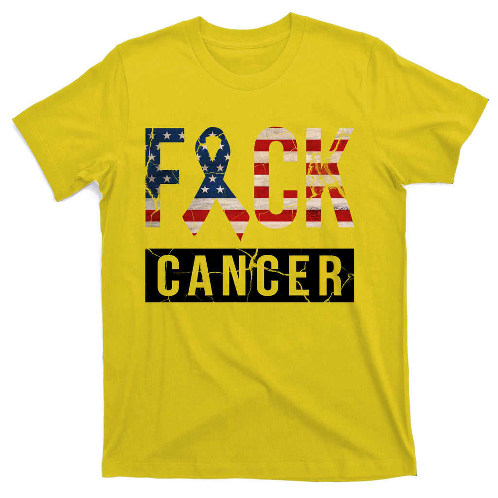 F*ck Cancer USA American Flag Ribbon T-Shirt
