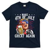 Funny Drinking Beer Team Make 4th Of July Great Again Trump T-Shirt