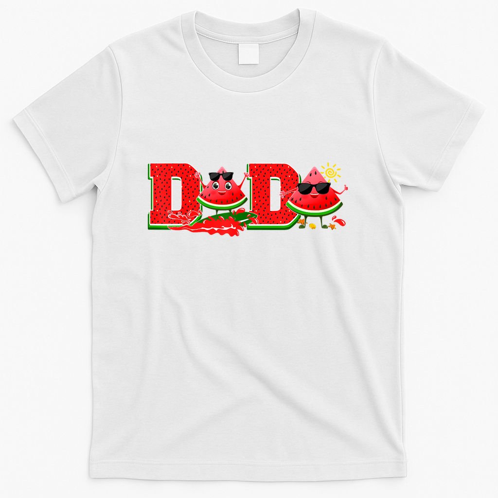 Funny Dada Family Matching Surfing Watermelon Summer Vibes T-Shirt
