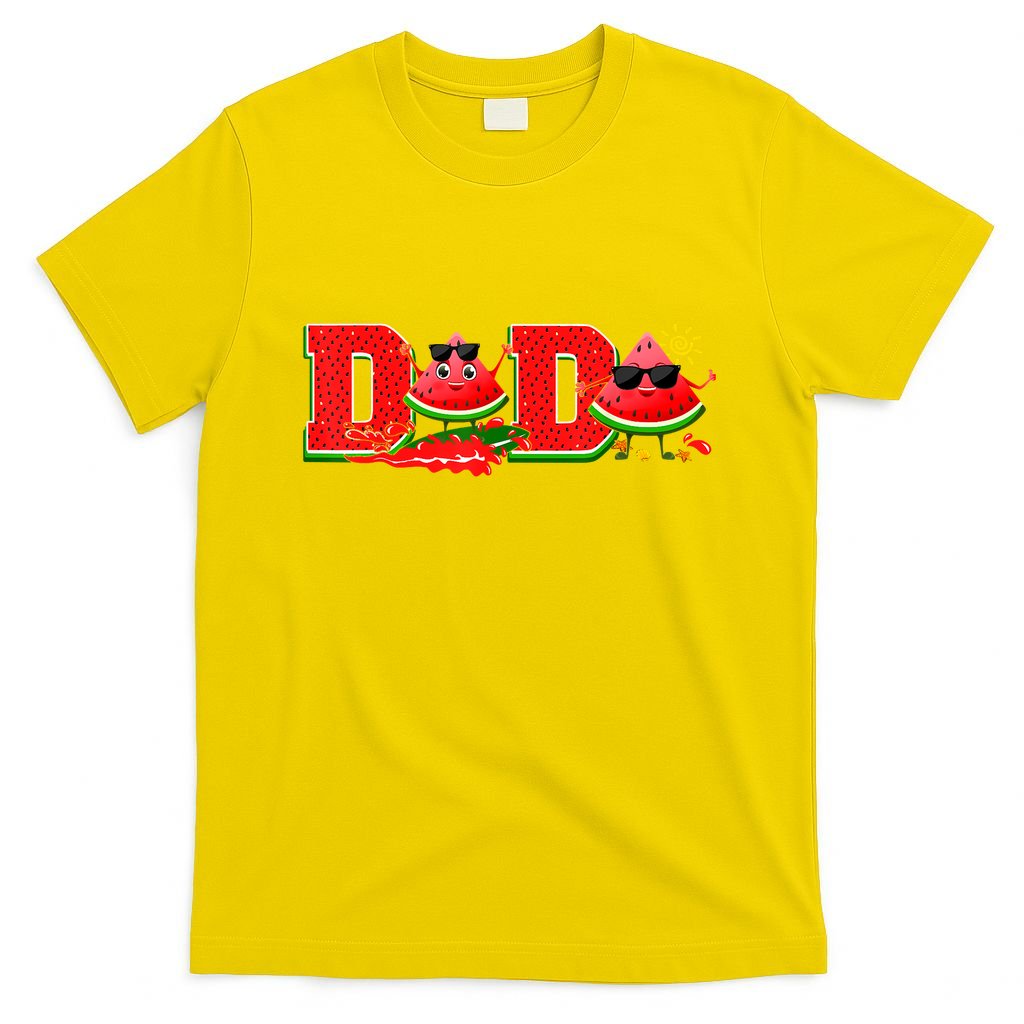 Funny Dada Family Matching Surfing Watermelon Summer Vibes T-Shirt