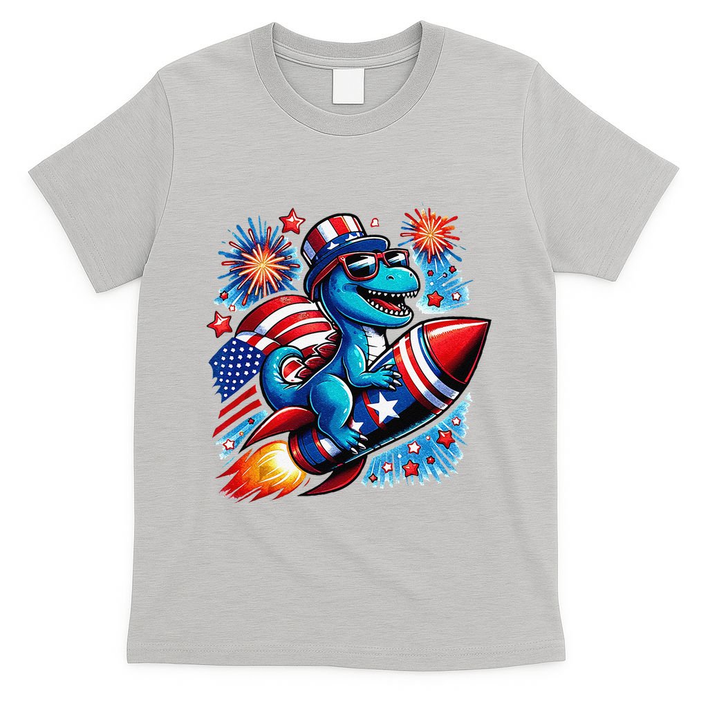 Funny Dinosaur Firecracker 4th Of July Patriotic Dino T-Shirt