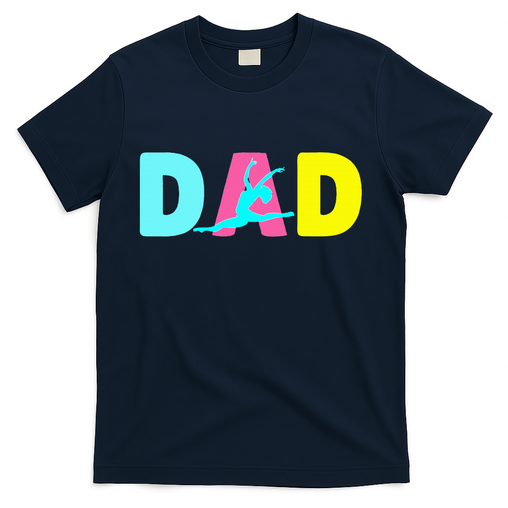 Dad Little Gymnast Girl Birthday Gymnastics Themed Party T-Shirt
